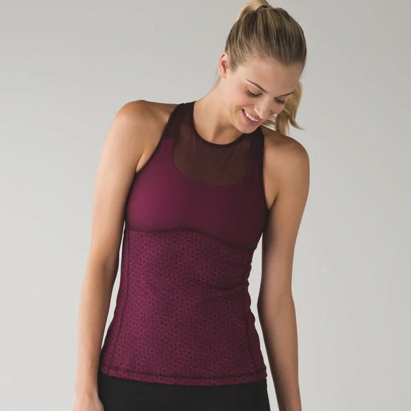 Lululemon Ready, Set, Sweat Tank Star Pixel Raspberry Bordeaux Drama Size 4 - Picture 1 of 6